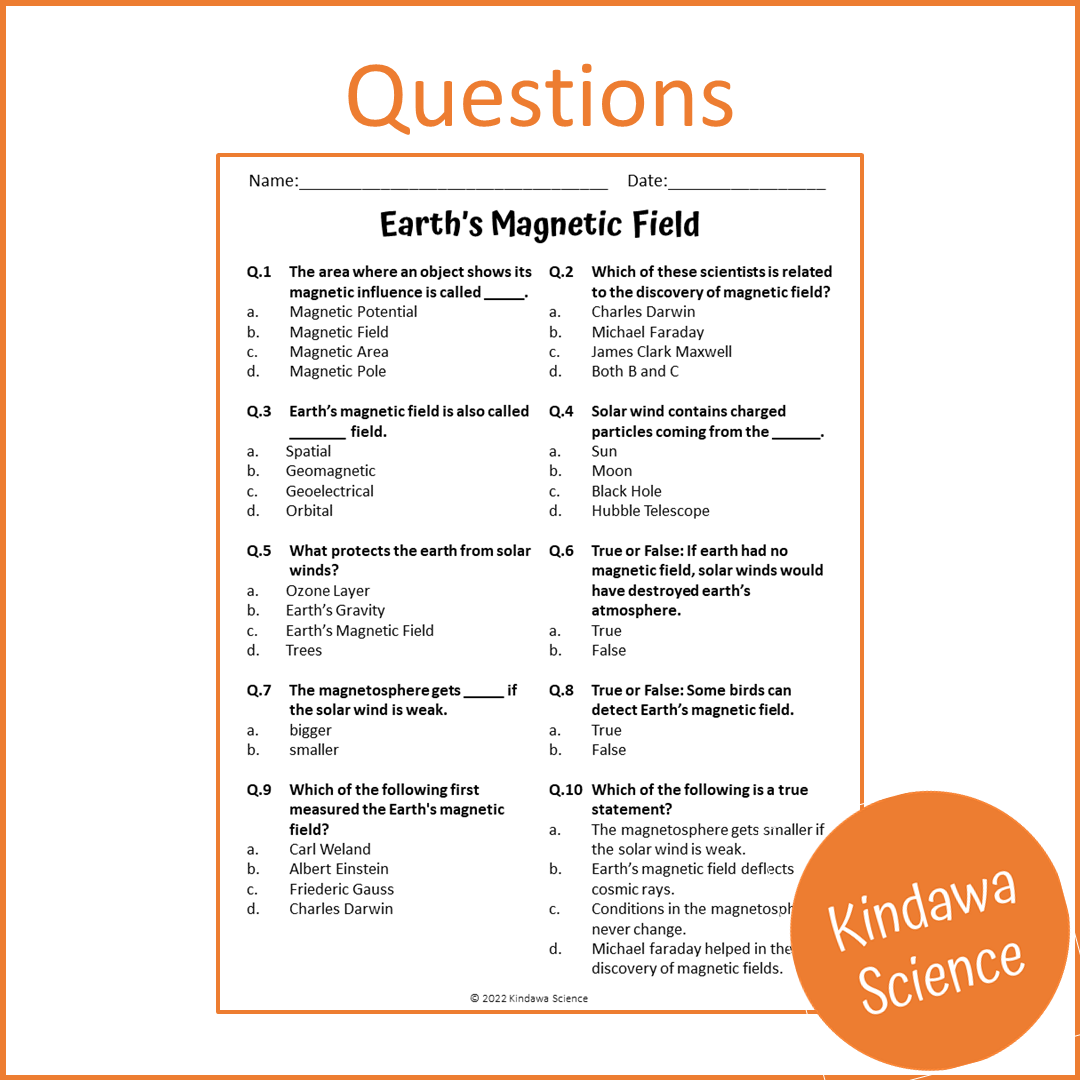 Earth's Magnetic Field Reading Comprehension Passage and Questions | Printable PDF