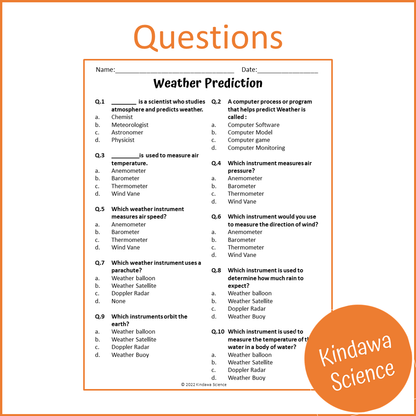 Weather Prediction Reading Comprehension Passage and Questions | Printable PDF