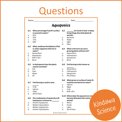 Aquaponics Reading Comprehension Passage and Questions | Printable PDF