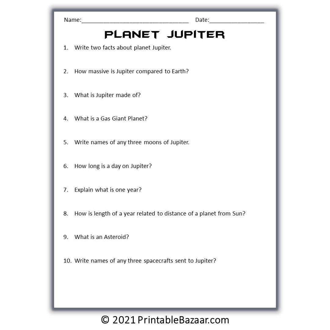 Jupiter Reading Comprehension Passage and Questions