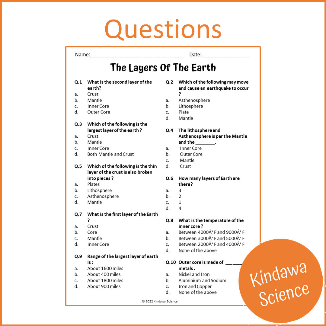 The Layers Of The Earth Reading Comprehension Passage and Questions | Printable PDF
