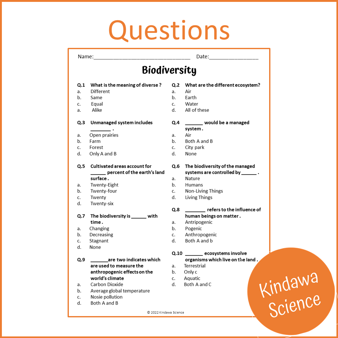 Biodiversity Reading Comprehension Passage and Questions | Printable PDF
