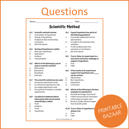 Scientific Method Reading Comprehension Passage and Questions | Printable PDF