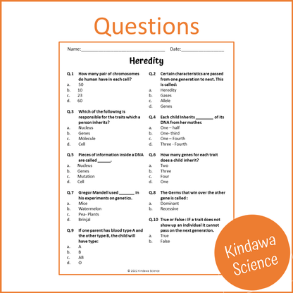 Heredity Reading Comprehension Passage and Questions | Printable PDF