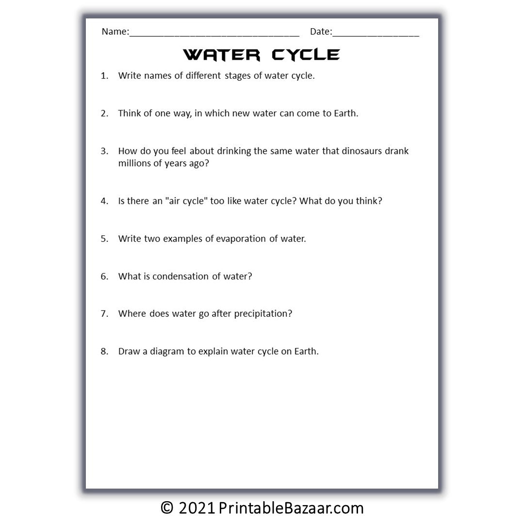 Water Cycle Reading Comprehension Passage and Questions