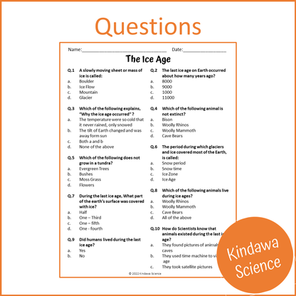 The Ice Age Reading Comprehension Passage and Questions | Printable PDF