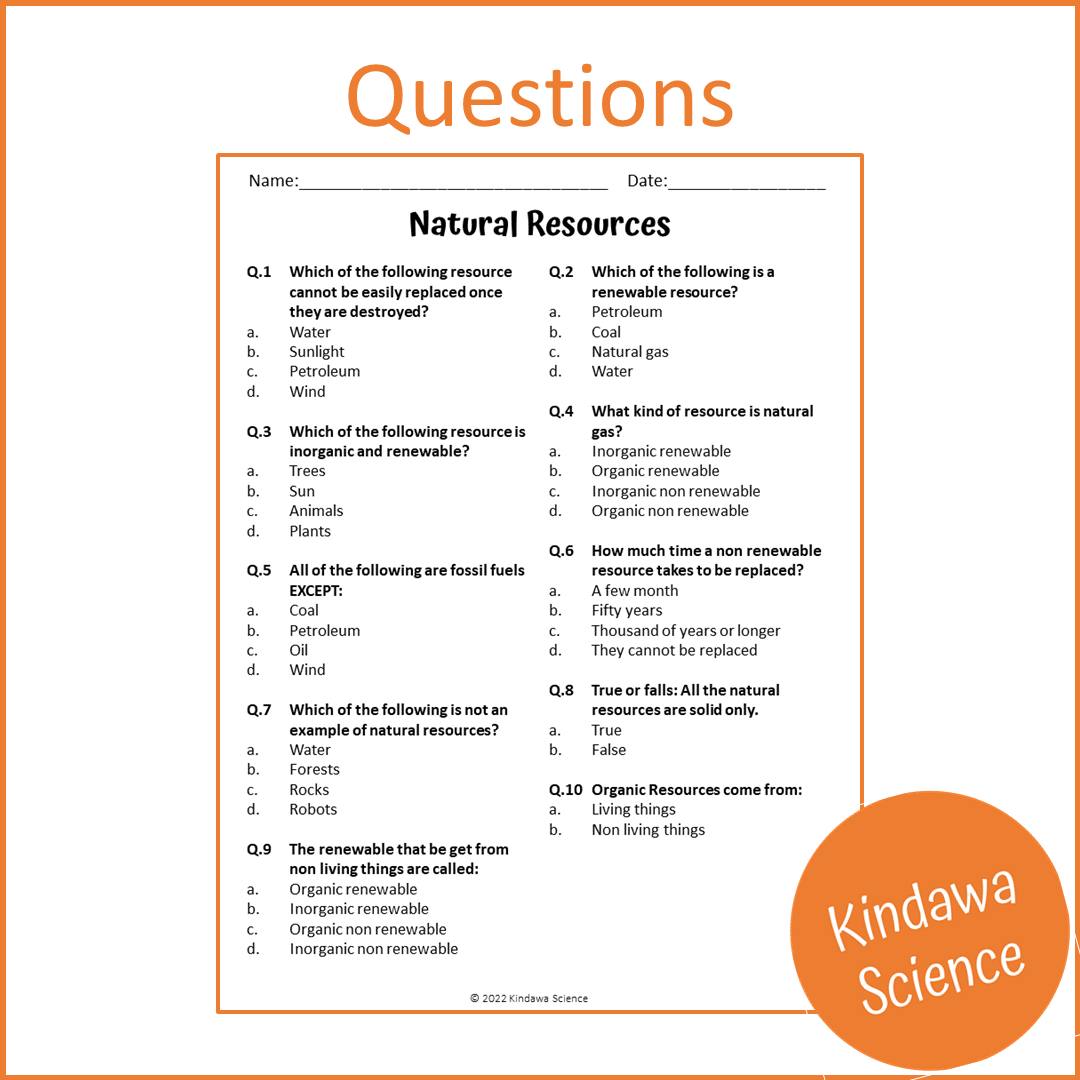 Natural Resources Reading Comprehension Passage and Questions | Printable PDF
